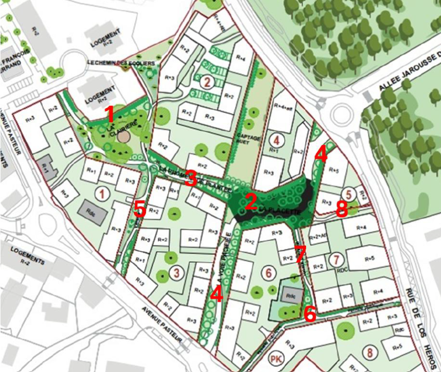Plan des zones ZAC Coeur de ville pour viographie 2025